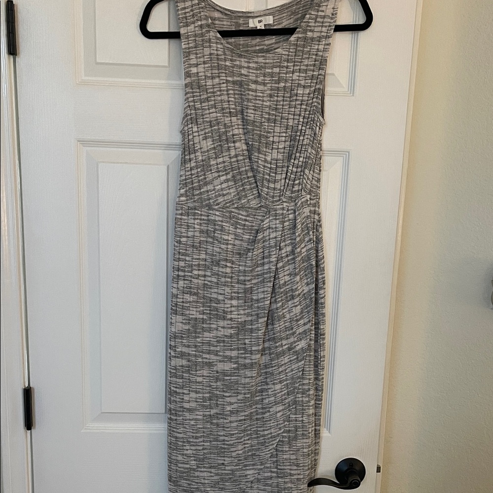 BP Sz Med Sleeveless Faux Wrap Grey Dress